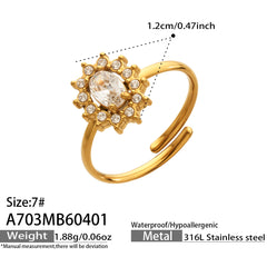 Colorful Flower Open Statement Rings