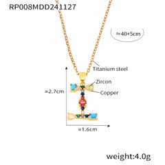 Color Cubic Zirconia Initial Pendant Charm