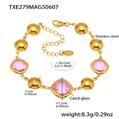 18K Gold-Plated Faceted Glass Link Bracelet