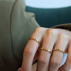 Gold-Tone Openwork Link Ring