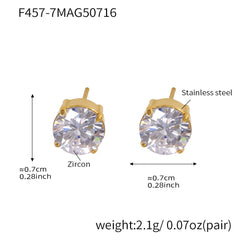 Round Cubic Zirconia Stud Earrings