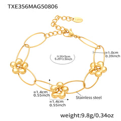 Flower Accent Oval Link Necklace or Bracelet