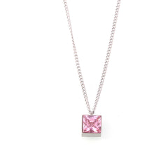 Pink Square Cubic Zirconia Pendant Necklace