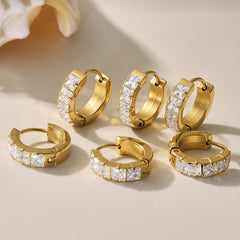 Gold-Tone Cubic Zirconia Huggie Hoop Earrings