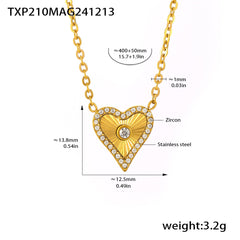 18K Gold-Plated Cubic Zirconia Heart Necklace or Bracelet