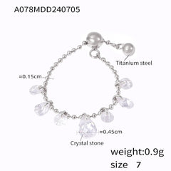 Crystal Accent Bead Chain Ring