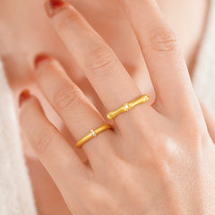 Nicolette Dainty Pavé Bamboo Adjustable Ring