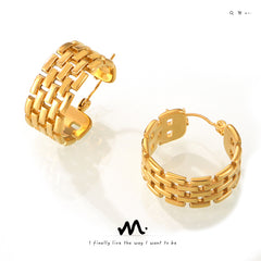 Gold-Tone Woven Chain Hoop Earrings