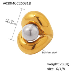 Sculptural Double-Layer Ball Ring