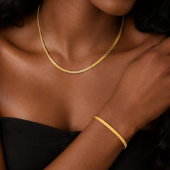 18K Gold-Plated Snake Chain Necklace and Bracelet