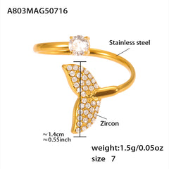 Ocean Motif Cubic Zirconia Open Ring Designs