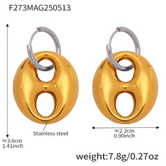 18K Gold-Plated Hollow Coffee Bean Earrings