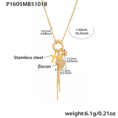 18K Gold-Plated Heart Charm Lariat Necklace