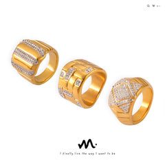 Geometric Sparkling Statement Ring