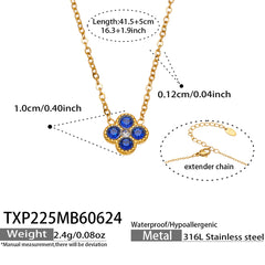 Color Four-Petal Cubic Zirconia Necklace and Earrings