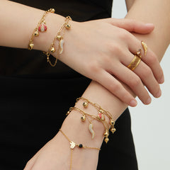 18K Gold-Plated Layered Charm Bracelets