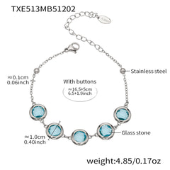 Faceted Round Glass Stone Necklace, Bracelet & Earrings