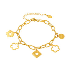 Flower and Geometric Charm Bracelet