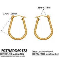 Textured U-Shaped Stainless Steel Hoop Earrings