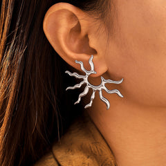 Radiating Sunburst Stainless Steel Earrings