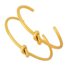 18K Gold-Plated Knotted Open Cuff Bracelet