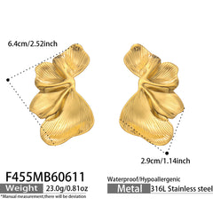 Sculptural Half-Flower Stainless Steel Stud Earrings