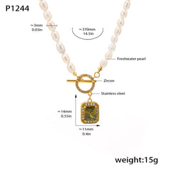 Freshwater Pearl Colored Cubic Zirconia Toggle Necklace