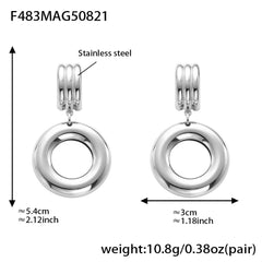Mixed-Finish Geometric Drop Earrings