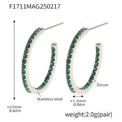 Cubic Zirconia Open Hoop Earrings