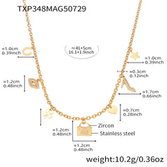 Lock & Flower Charm Necklace & Bracelet
