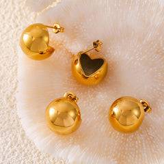 Polished Sphere Stainless Steel Stud Earrings