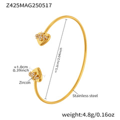 Rose or Bee Cubic Zirconia Open Cuff Bracelet