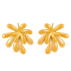 18K Gold-Plated Sculptural Flower Stud Earrings