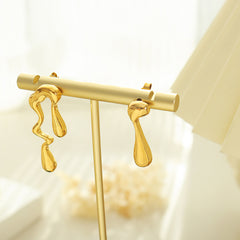 18K Gold-Plated Asymmetric Sculptural Drop Earrings