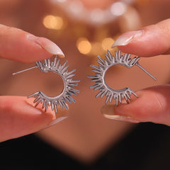 18K Gold-Plated Sunburst Hoop Earrings