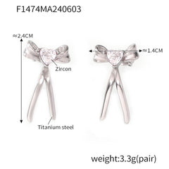Bow & Ribbon Stainless Steel Drop Earrings