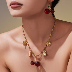 18K Gold-Plated Cherry Charm Jewelry Separates