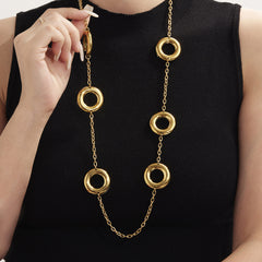 18K Gold-Plated Open Circle Long Necklace