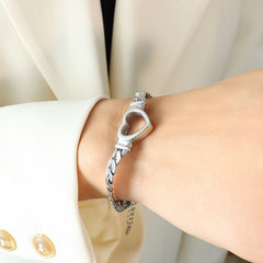 Open Heart Stainless Steel Curb Bracelet