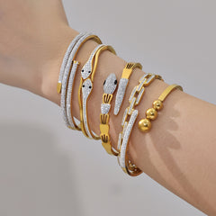 Sculptural Cubic Zirconia Clasp Bracelets
