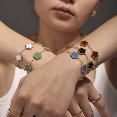 Flower Inlay Charm Bracelet