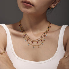 Colorful Stone Beaded Necklaces & Flat Chain