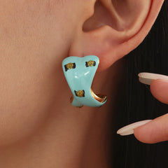 Enamel Sculptural Crescent Earrings