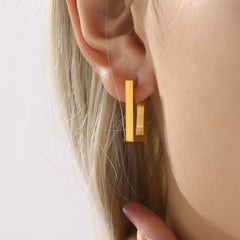 18K Gold-Plated Open Rectangle Hoop Earrings