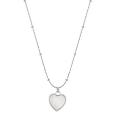 Nicolette Vintage-Inspired White Mother-of-Pearl Heart Pendant Necklace