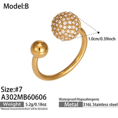 Cubic Zirconia Sphere Open Rings