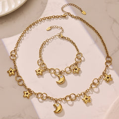 Star & Crescent Moon Charm Necklace or Bracelet