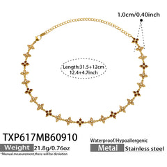 18K Gold-Plated Color Cubic Zirconia Flower Jewelry