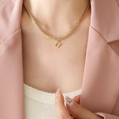 Cubic Zirconia Initial Letter Chain Necklace