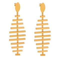 18K Gold-Plated Fishbone Dangle Earrings